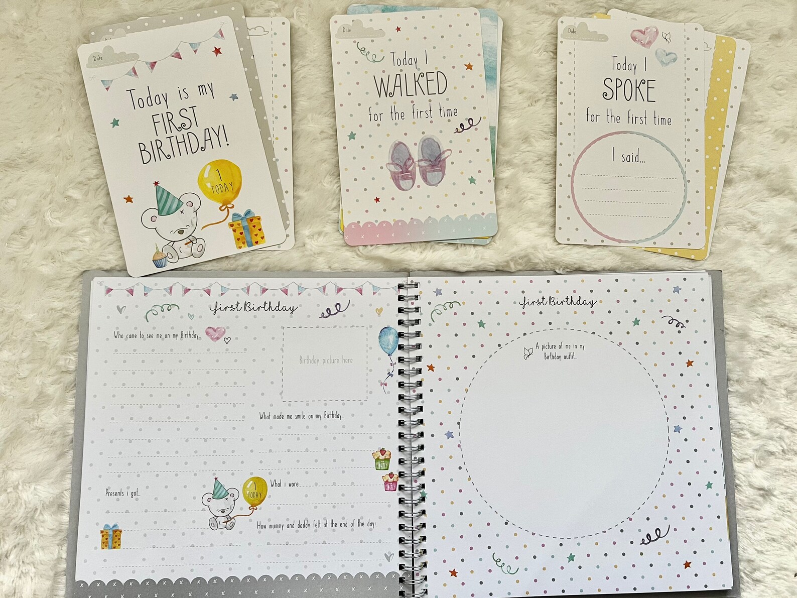 Baby Record Book and Milestone Cards Babys First Year Etsy UK