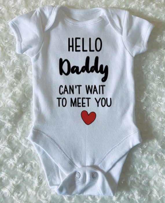 HELLO DADDY can't wait to meet you BABY VEST bodysuit vest newborn gift xmas