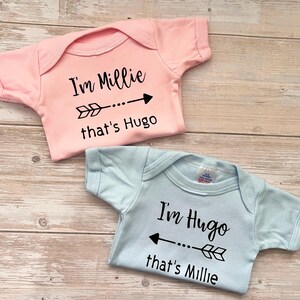 Twin Baby Gifts | Twin Baby Girls | Twins Baby Onesies | Double Baby Gifts | Twin Boys | Personalised Premie | Boy Girl Twin Outfits |