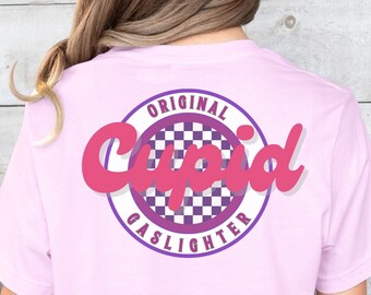 Retro Cupid Gaslighter Valentine T-Shirt: Funny Anti-Valentine's Day Shirt