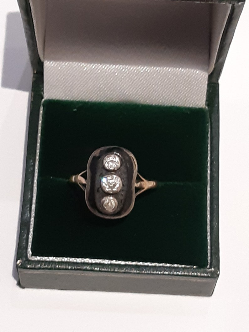 Victorian Mourning Ring with Old Cut Diamonds