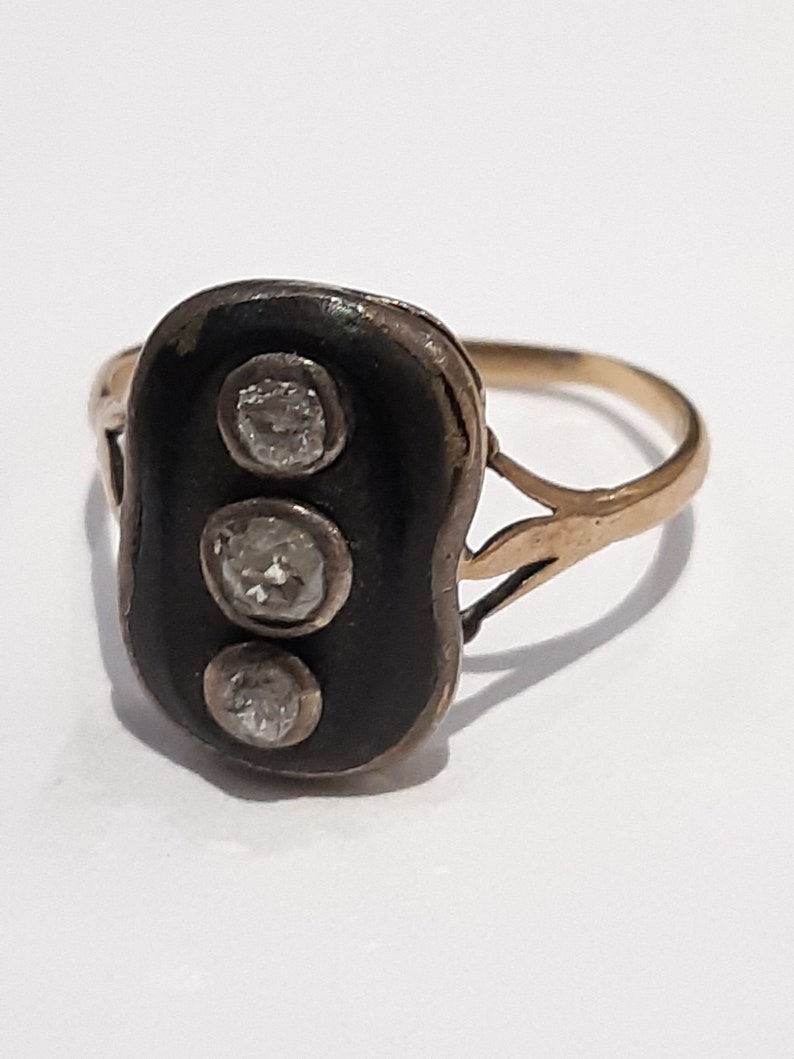 Victorian Mourning Ring with Old Cut Diamonds