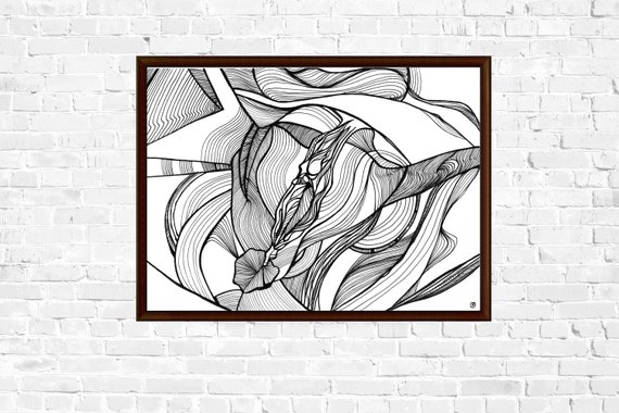 V1 Digital Erotic Sketch Sexy Line Art Bedroom Female Anatomy Woman Body Medicine Art Vagina Art Vulva Obgyn Art Ginecology Pussy