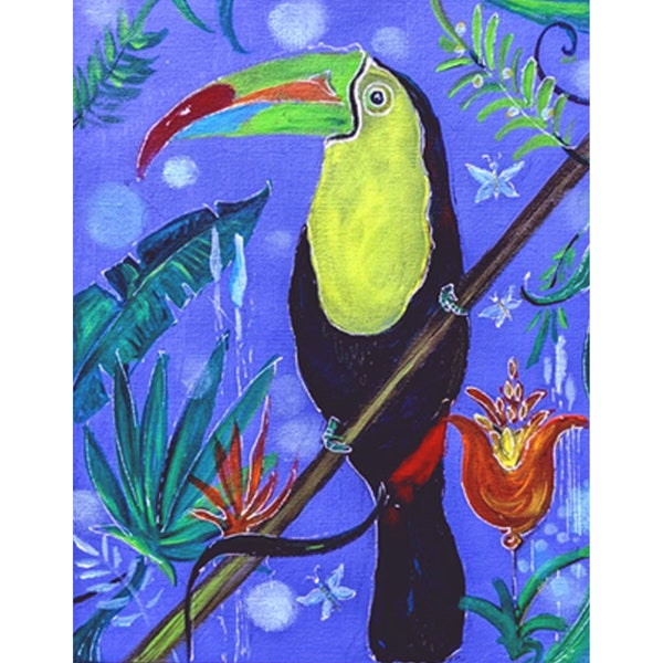 Tukan Original Bild Actyl Exotik Vogel Regenwald Original Acrylmalerei 40 x 30 cm by Zoepictures