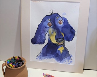ダックスフントの原画、犬の水彩画 45 x 30 cm Zoepictures 作 - Etsy 日本