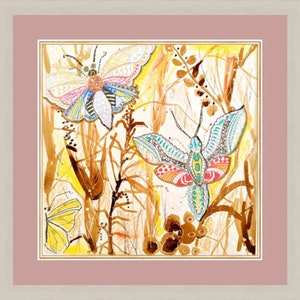 Butterfly  Original Watercolor Painting Meadow Original Art 12 by 9  by Zoepictures