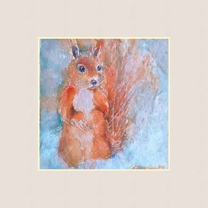 Squirrel Original Painting Watercolor , Animals Original Art, Kids Wall Art 16 by 16 by Zoepictures