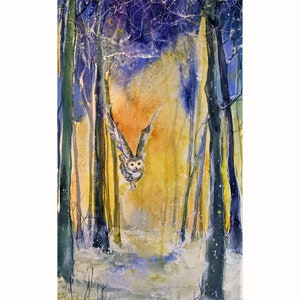Forêt d&#39;hiver peinture aquarelle originale paysage d&#39;hiver murale 45 x 30 cm Nature peinture aquarelle originale par Zoepictures