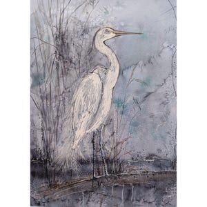 Heron Watercolor Painting | Original Bird Artwork | Nature Wall Art | Great Blue Heron Illustration | Wildlife Art Gift