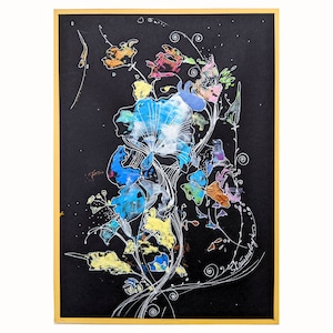 Colorful Floral Painting , Flowers Abstrakt Original Art 12 by 8 by Zoepictures