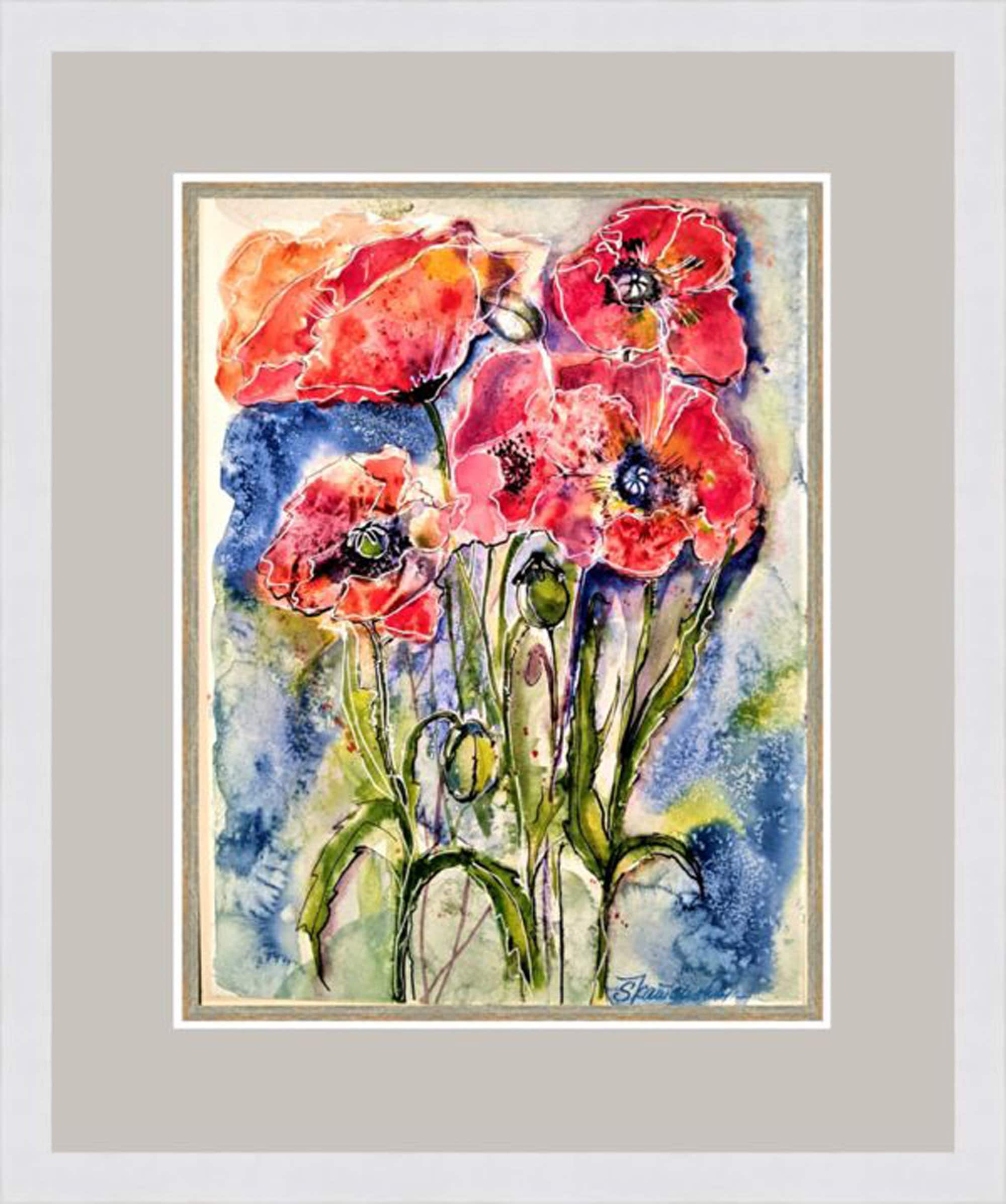 Red Poppy Original Art , Flowers Watercolor Painting , Red Flowers Wall ...