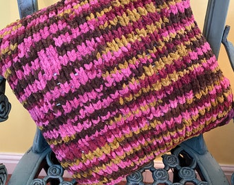 Bernat Blanket Chunky Knit Cushion in Plum Chutney