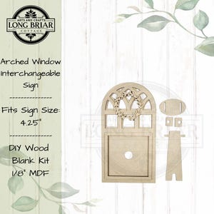 Arched Window Interchangeable Sign Frame, Farmhouse Tiered Tray Decor, Seasonal Wood Craft Base
