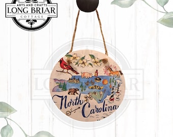 Rustic North Carolina State Ornament: Handmade Souvenir Gift