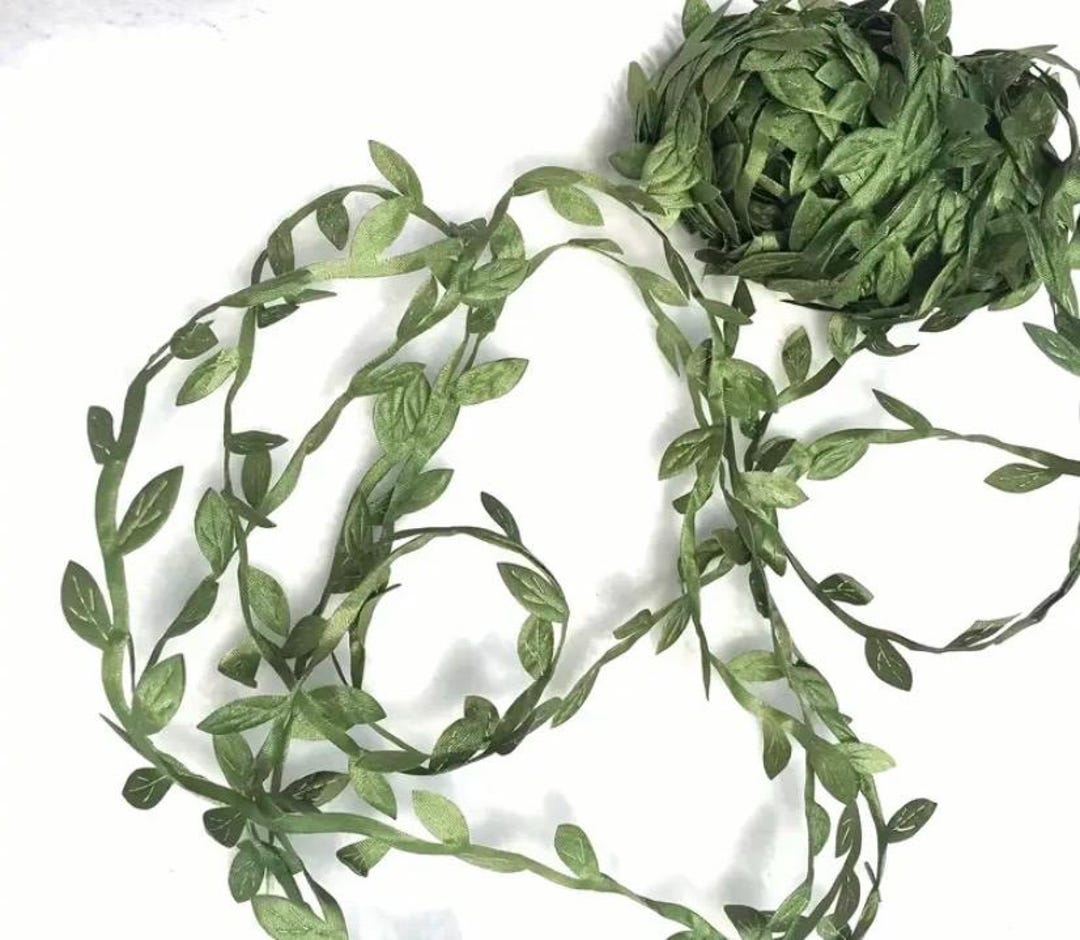 Mesh Ribbon Vine Green Leaf Vine Ribbon – 10 Meters Faux Boxwood Garland Trim for ...
