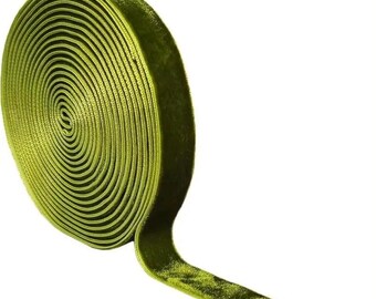 3/8 inch x 10 yards olijfgroen fluwelen lint (aan één kant), zachte pluche versiering, knutsellint, naaiband, applicaties, cadeauverpakking, doe-het-zelfprojecten, bruid