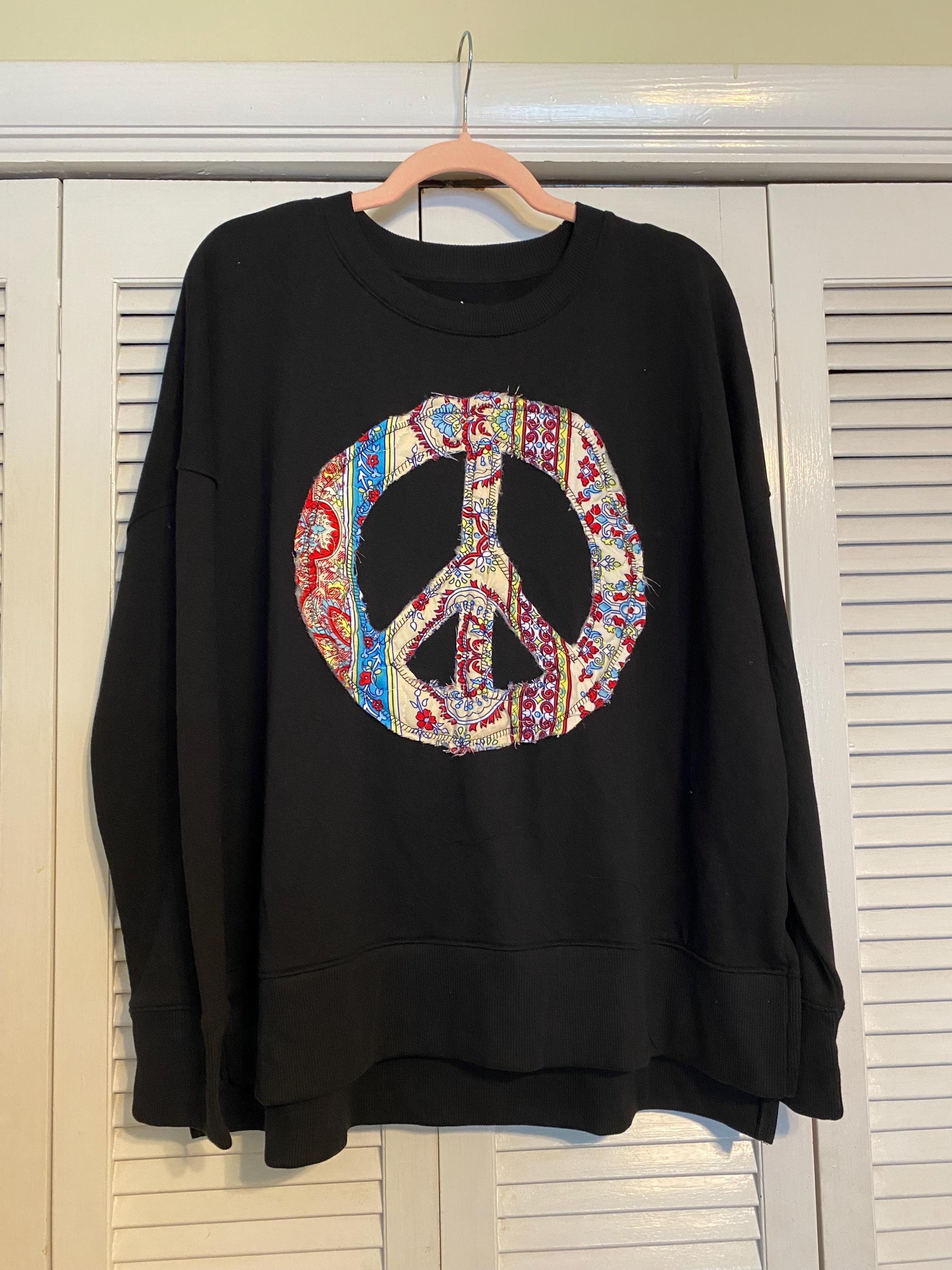 Peace Sign Applique Sweatshirt - Etsy