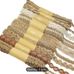 Farmhouse Gift Wrap Rustic Twine Floral Bouquet Burlap Wrap for Flowers 9 Rolls Jute Ribbon Set Assorted Patterns Wedding Floral Trim