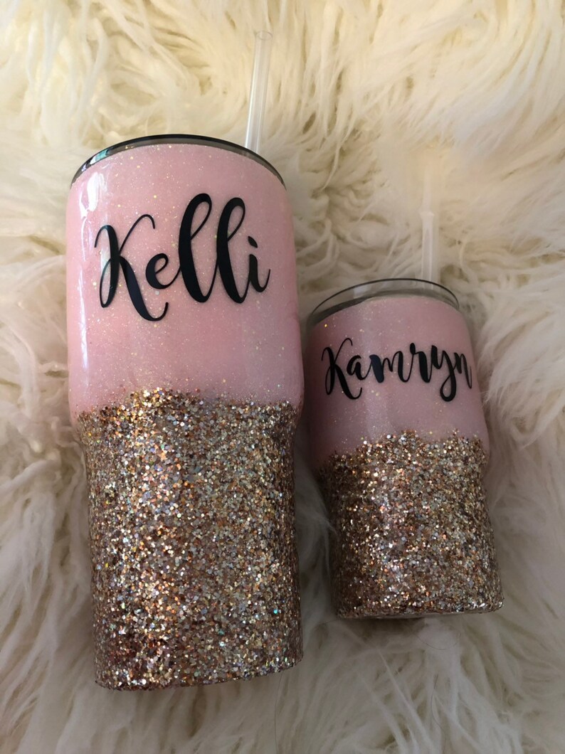 Mommy and Me Glitter Tumbler Set Mom and Me Mommy and Me Etsy