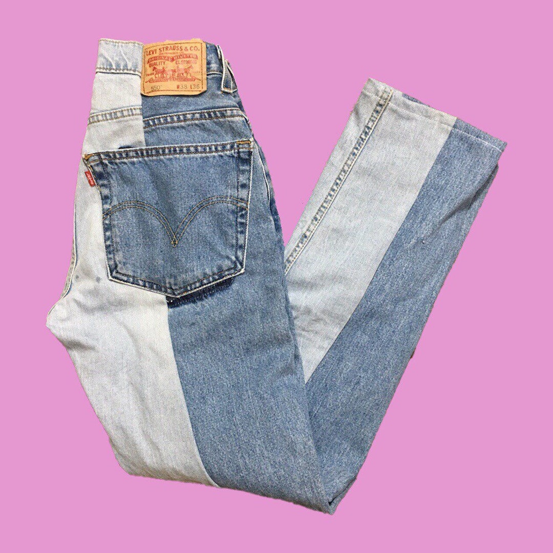 Custom Made Reworked Color Block Levis Jeans All Sizes - Etsy