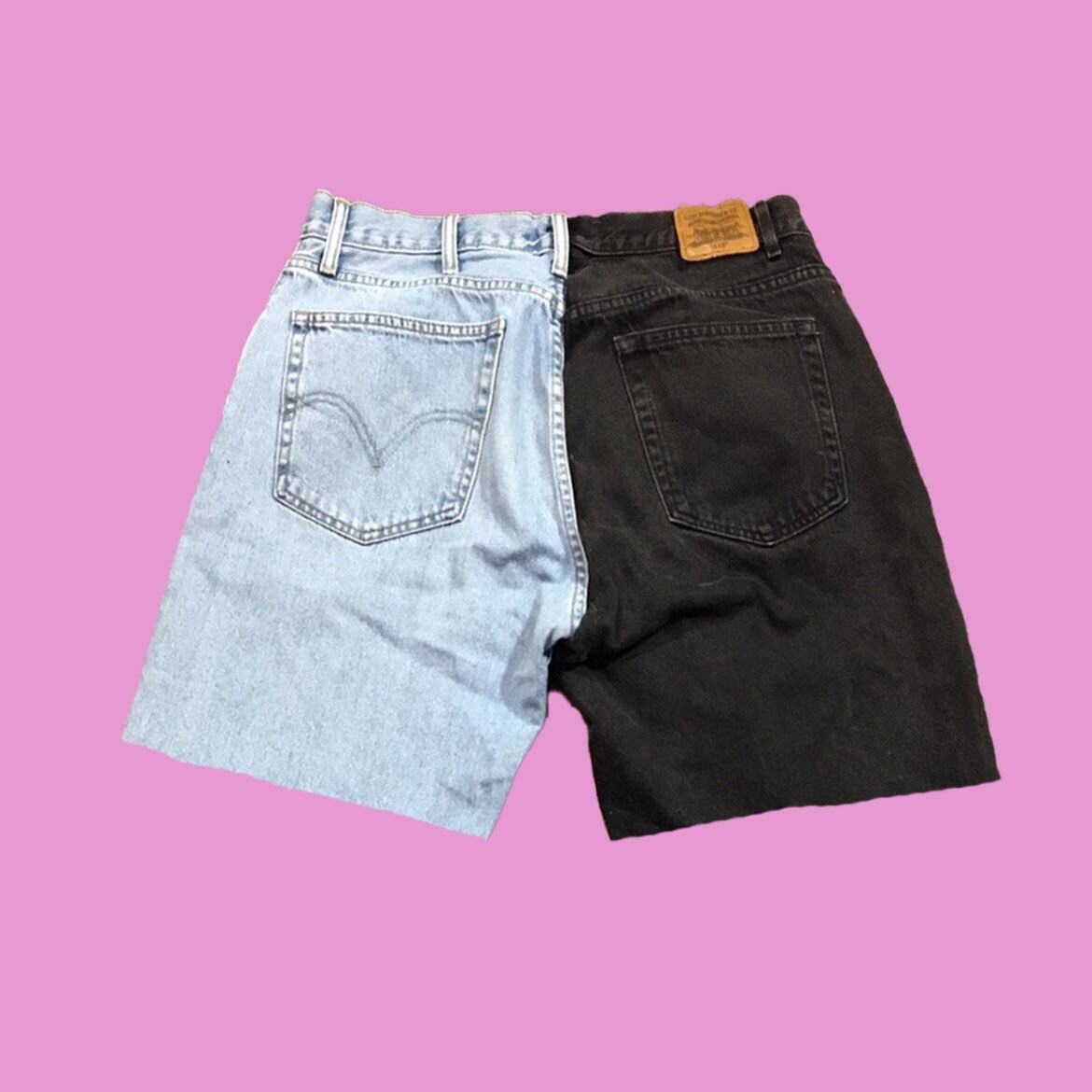 Reworked two tone custom levis shorts black and blue all sizes Etsy