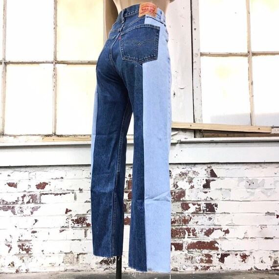 Levis Reworked Dark Wash Light Wash Two Tone Color Block Jeans - Etsy Canada