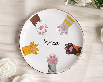 Personalized Cat Claws Ring Dish, Fun Witty Cat Congrats Jewelry Dish, Trinket Dish For Graduated Cat Mom, Pet Lover Gift