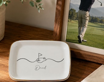 Hållare för golfälskare, present till morfar, hållare för golftillbehör, smyckesfat med namn, present till golftränare, födelsedagspresent
