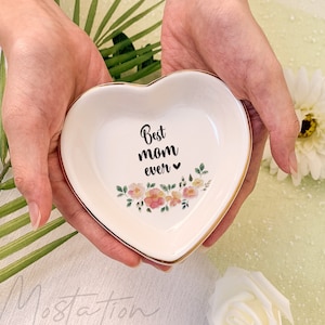 Best Mom Ever Ring Dish, Floral Jewelry Dish, Mother’s Day Gift, Gift for Mom, Mother in Law Gift, Custom Trinket Dish