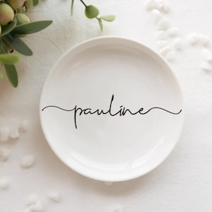 Porta joyas con nombre personalizado, plato para anillo de propuesta de dama de honor, regalo de despedida de soltera, bandeja para baratijas personalizada, regalo de cumpleaños, regalo de graduación