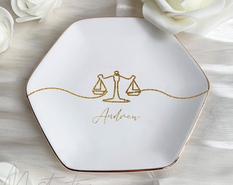 Lawyer Jewelry Dish, Scale of Justice Trinket Dish, Personalized Name Ring Dish, Law School Graduate Favors, Gifts for Best Friends