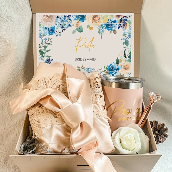 Bridesmaid Proposal Box with Robe, Complete Bridesmaid Box, Wedding Proposal Box, Bridal Shower Favor, Personalised Gift Box _MSP1