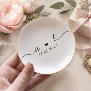 Wedding Ring Dish Personalized Engagement jewelry dish Custom Initial Ring Dish Newly Engaged Gift Bridal Shower Gift Initial Holder_MSP