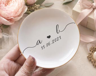 Wedding Ring Dish Personalized Engagement jewelry dish Custom Initial Ring Dish Newly Engaged Gift Bridal Shower Gift Initial Holder_MSP