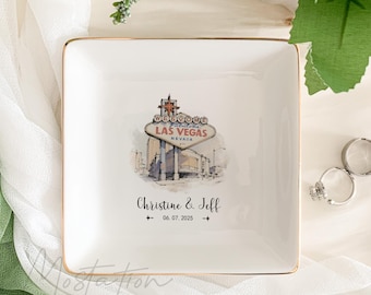 Vegas Wedding Ring Dish, Custom Wedding Location Keepsake, Wedding Venue Gift for Newlywed, Wedding Favors, Engagement Gift, Home Decor