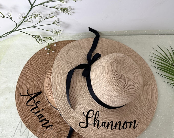 Honeymoon Floppy Beach Hat, Bachelorette Party Summer Hat, Custom Name Vacation Hat for Girls,  Bridesmaid Gift