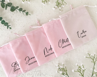 Sister Bridesmaid Drawstring Bag, Custom Name Wedding Gift Bag, Personalized Jewelry Storage Bag, Bachelorette Party Gift, Wedding Keepsake