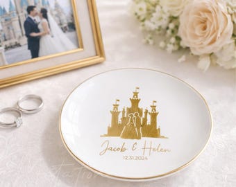 Fairytale Wedding Ring Dish, Castle Wedding Gift, New Home Gift, Wedding Keepsake, Engagement Ring Holder