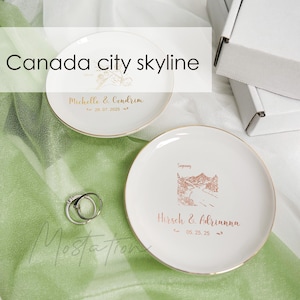 Canada Skyline Ring Dish, Personalized Skyline Jewelry Tray, Custom Wedding City Trinket Dish, Engaged Gift,  Anniversary Gift