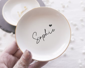 Plato de joyería personalizado Plato de anillo de compromiso personalizado Regalo de boda Regalo de novia Plato de baratijas Regalo para ella Porta anillos de boda _MSP