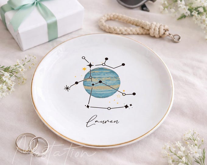 Personalized Zodiac Ring Dish, Astrology Birthday Gift for Her, Custom Birth Sign Jewelry Dish, Horoscope Gift, Unique Gift for Women