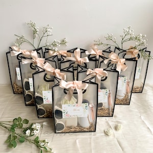DIY bloemenkaart cadeauzakje, tas bruiloft bedankje met lint, bulk tas bruidsmeisje voorstel, lege cadeautas aangepaste naam, ontwerp je eigen tas