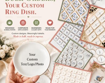 Personalized Bulk Jewelry Dish, Custom Wedding Favor Gifts, Bridesmaid Keepsake, Logo Business Gifts, Event Party Favors, Custom Ring Dish