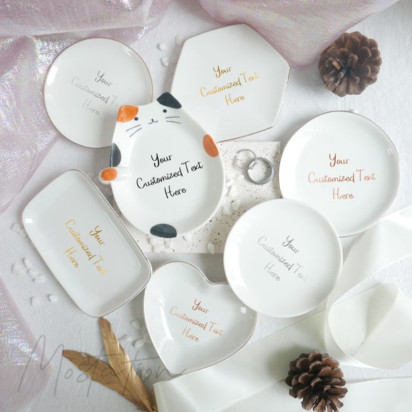 Personalized Text/Photo/Phrases JEWELRY DISH, Design Your Own Ring Dish, Custom Trinket Dish Gift for Her, Wedding Party Favors_MSP