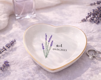 Lavender Ring Dish Personalized, Aesthetic Jewelry Dish, Soft Life Gift, Custom Name Trinket Dish, Minimal Couple Gift, Bridesmaid Gift