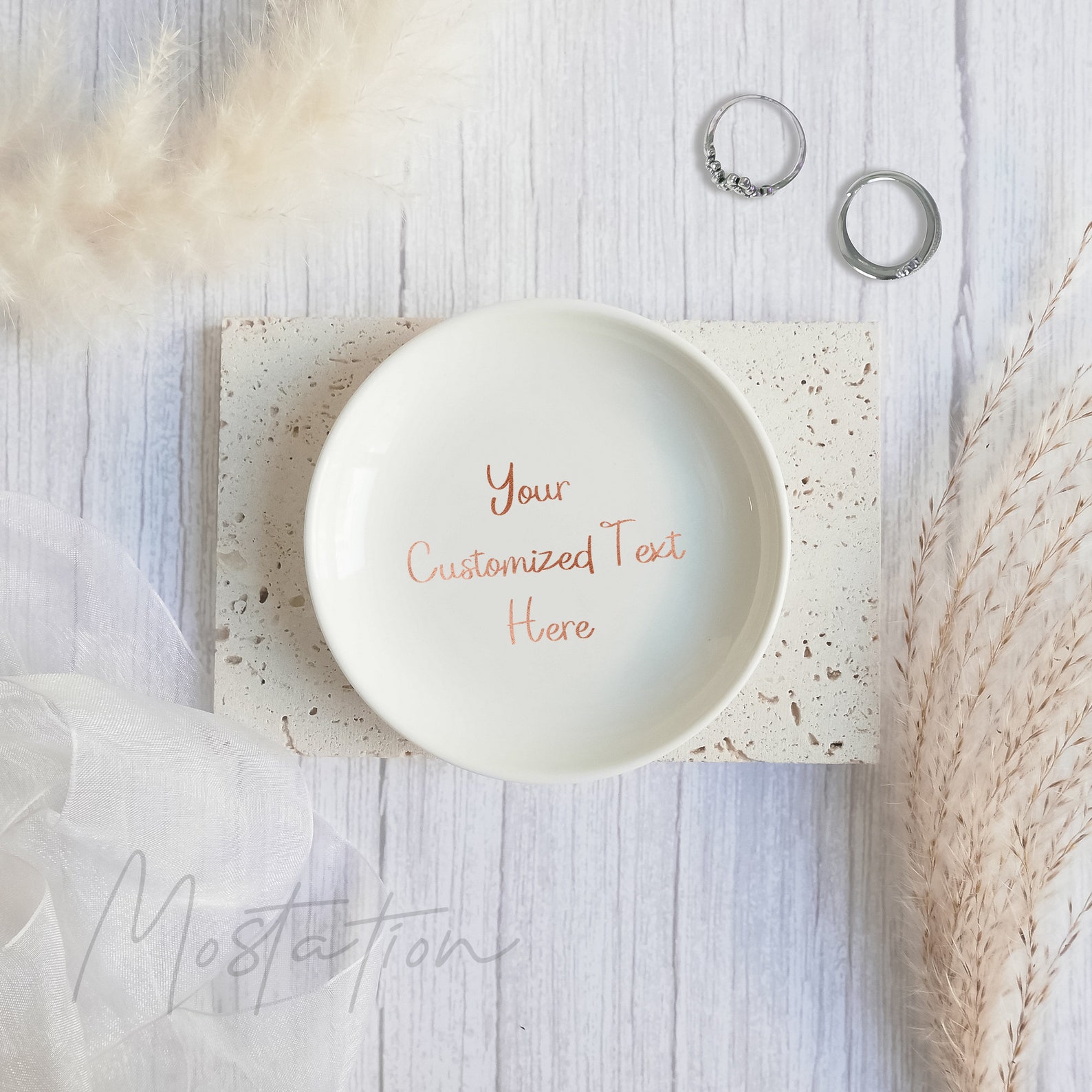 CUSTOM Text RING DISH White Ceramic Jewelry Dish Design Your - Etsy