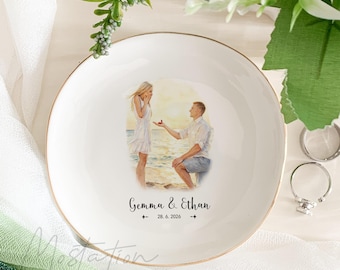 Personalized Wedding Photo Ring Dish, Wedding Book Alternative, Anniversary Gift, Birthday Graduation Image Trinket Tray, Custom Photo Gift
