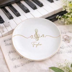 Musiker Ring Teller, Musiknote Linie Kunst Teller, benutzerdefinierte Name Trinket Tablett, Lehrer schätzen Geschenk, Geburtstag Abschlussgeschenk, danke Geschenk