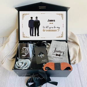 Cadeaudoos bruidsjonker, gepersonaliseerde naamdoos getuige, vrijgezellenfeestgunsten, cadeauset bruidsjonkers