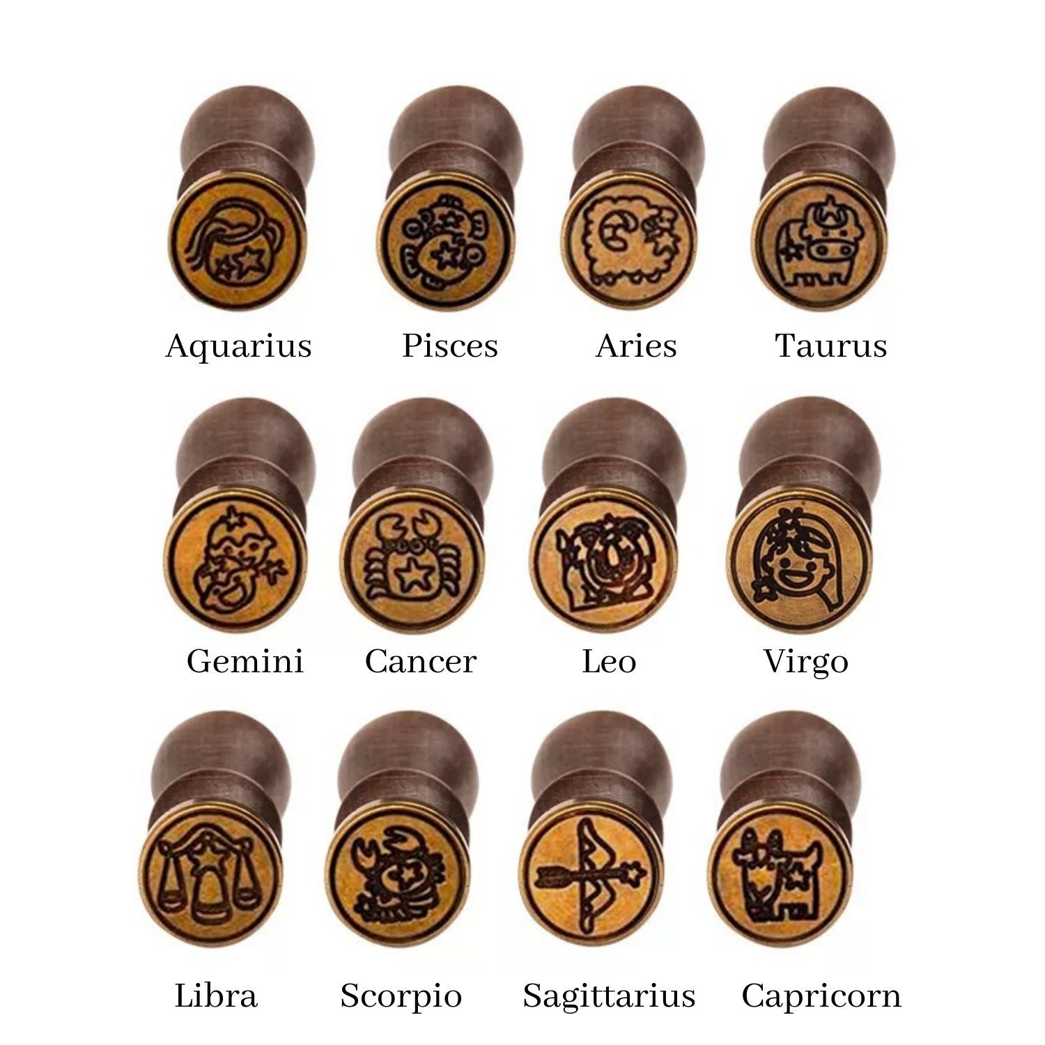 Zodiac Wax Seal Stamp25mm Round Metal Wax Stampzodiac Etsy